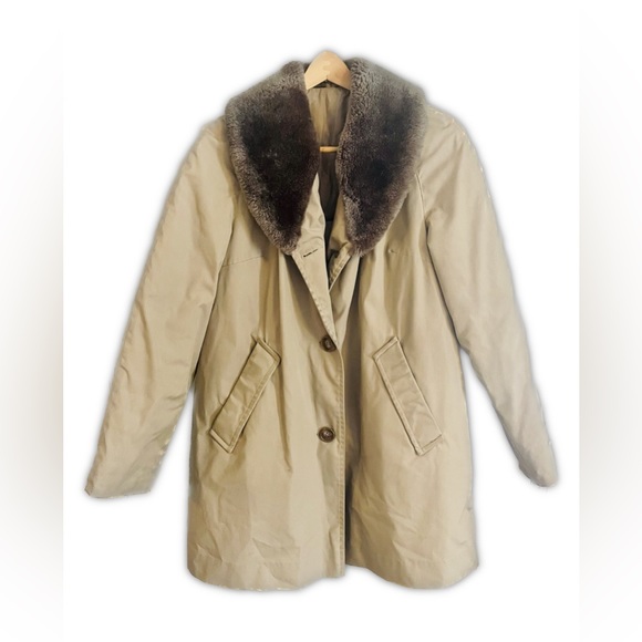 Vintage Women's Goose Down Jacket Coat Large Faux Fur Collar Eddie Bauer Seattle - Picture 2 of 8